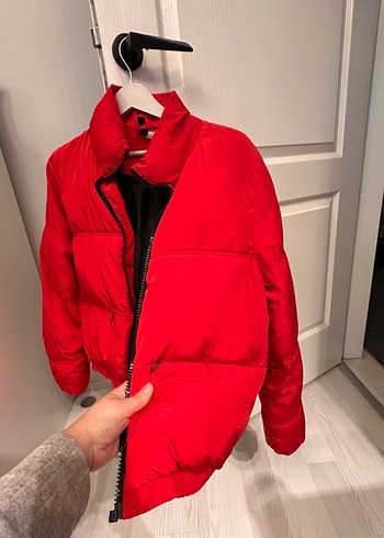 Kırmızı Fermuarlı Kadın Mont - Görsel 3