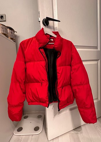 Kırmızı Fermuarlı Kadın Mont - Görsel 5