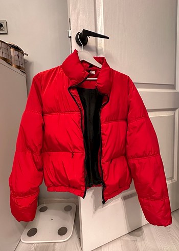 Kırmızı Fermuarlı Kadın Mont - Görsel 6