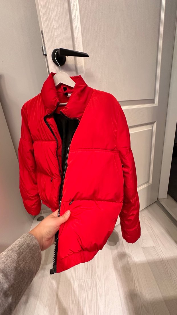 Kırmızı Fermuarlı Kadın Mont - Görsel 3