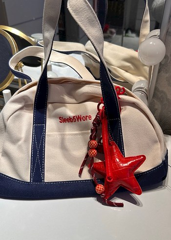 Renkli Baskılı Beyaz Spor Kadın Çantası çarmsız - Görsel 3