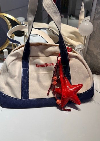 Renkli Baskılı Beyaz Spor Kadın Çantası çarmsız - Görsel 2