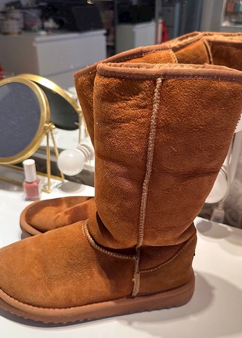 Orijinalll UGG Kahverengi Süet Kadın Yüksek Topuklu Bot - Görsel 3