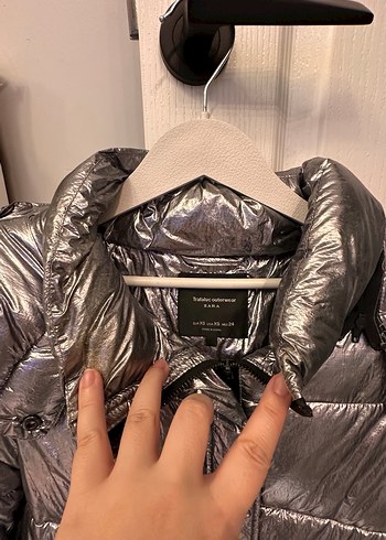 Kadın Gri Metalik Kemerli Kışlık Mont - Görsel 6