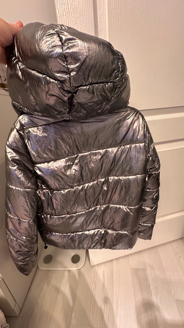 Kadın Gri Metalik Kemerli Kışlık Mont - Görsel 3