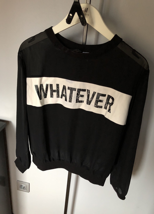 Sloganlı transparan sweatshirt