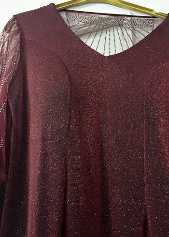 Bordo Simli Abiye - Görsel 3