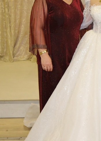 Bordo Simli Abiye - Görsel 7