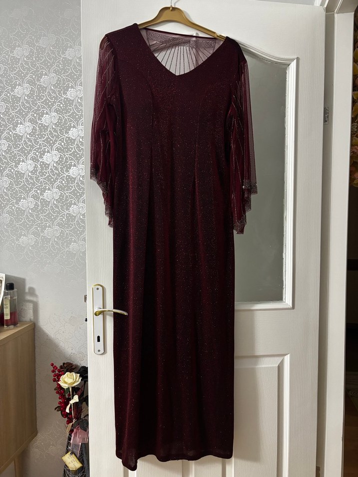 Bordo Simli Abiye - Görsel 2