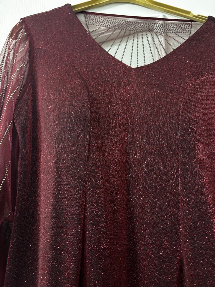 Bordo Simli Abiye - Görsel 3