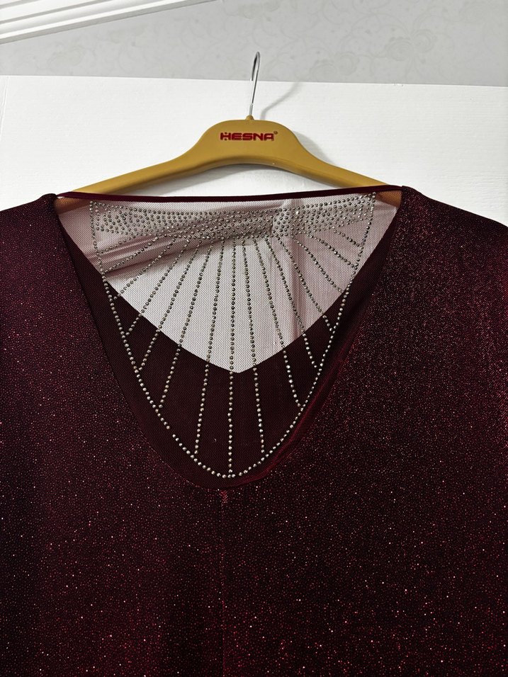 Bordo Simli Abiye - Görsel 5