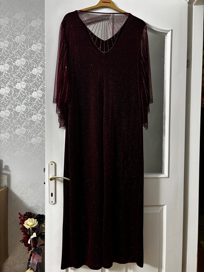 Bordo Simli Abiye - Görsel 4