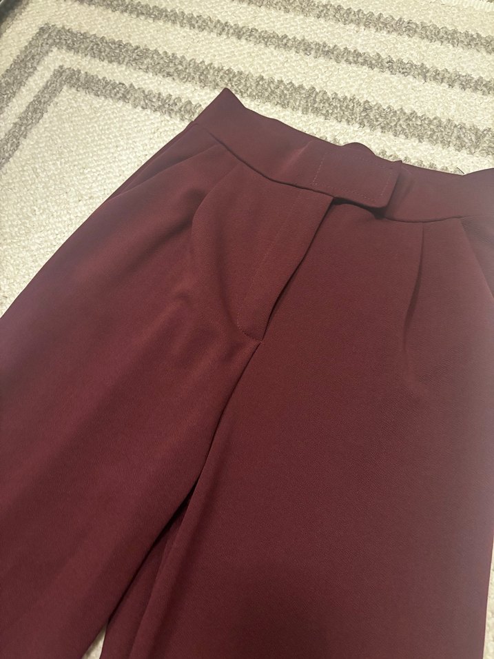 Bordo Kadın Kumaş Pantolon - Görsel 2