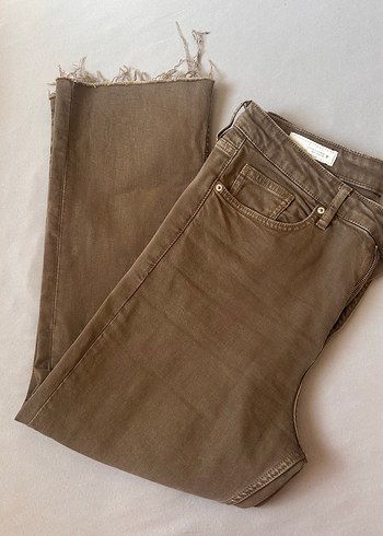 Zara Bej crop flare jean pantolon - Görsel 6