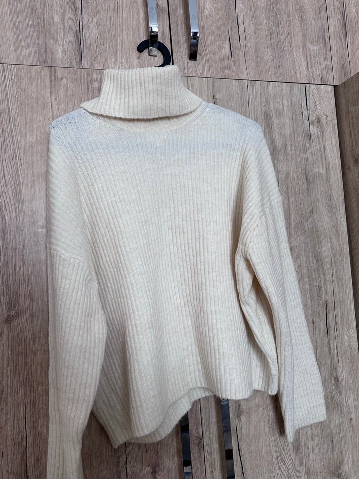 H&M Bej Kadın Boğazlı Triko Kazak - Görsel 2