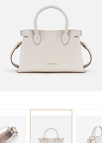 Beyaz Deri Kadın Çanta Fermuarlı - Görsel 4