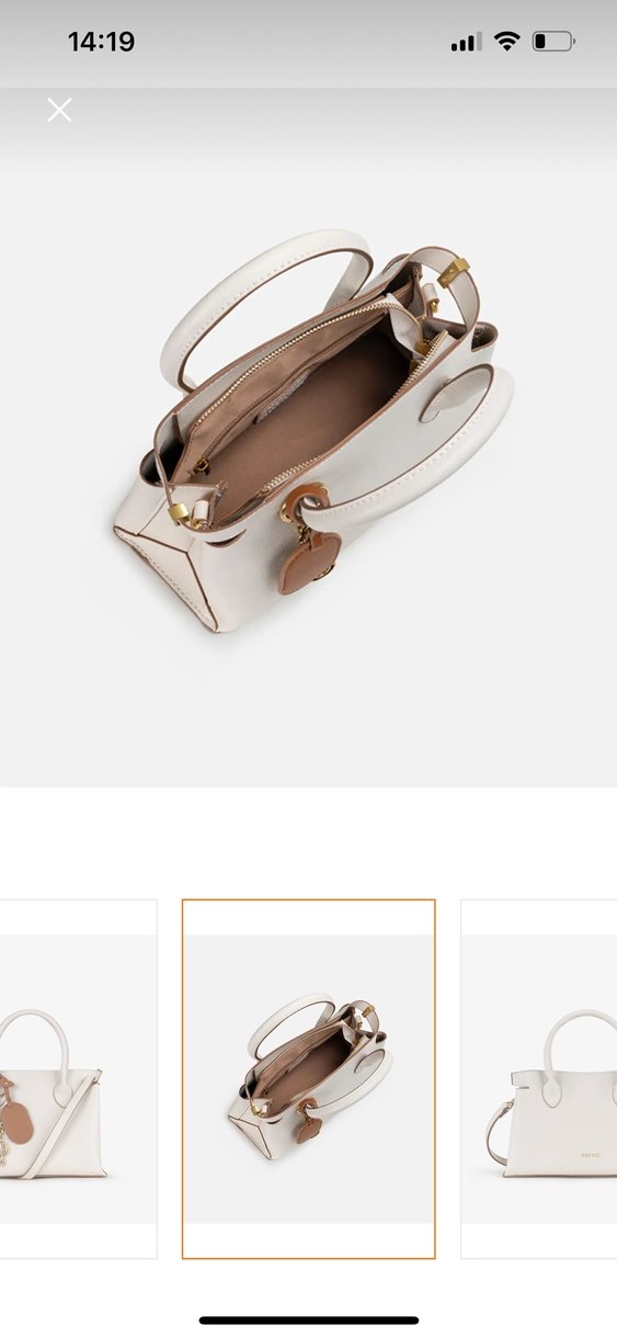 Beyaz Deri Kadın Çanta Fermuarlı - Görsel 2