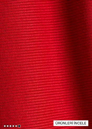 Kırmızı Yüksek Yakalı Kolsuz Triko Elbise - Görsel 4