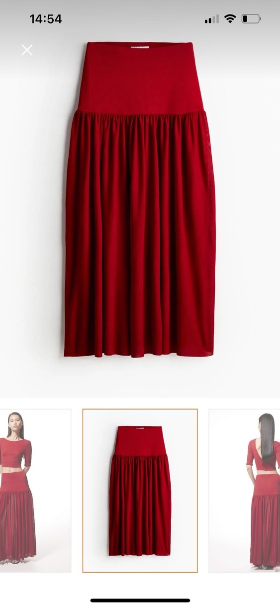 Kırmızı Uzun Salaş Kadın Etek - Görsel 2