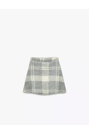 Kadın Gri Ekose Örgü Yün Kazak - Görsel 2