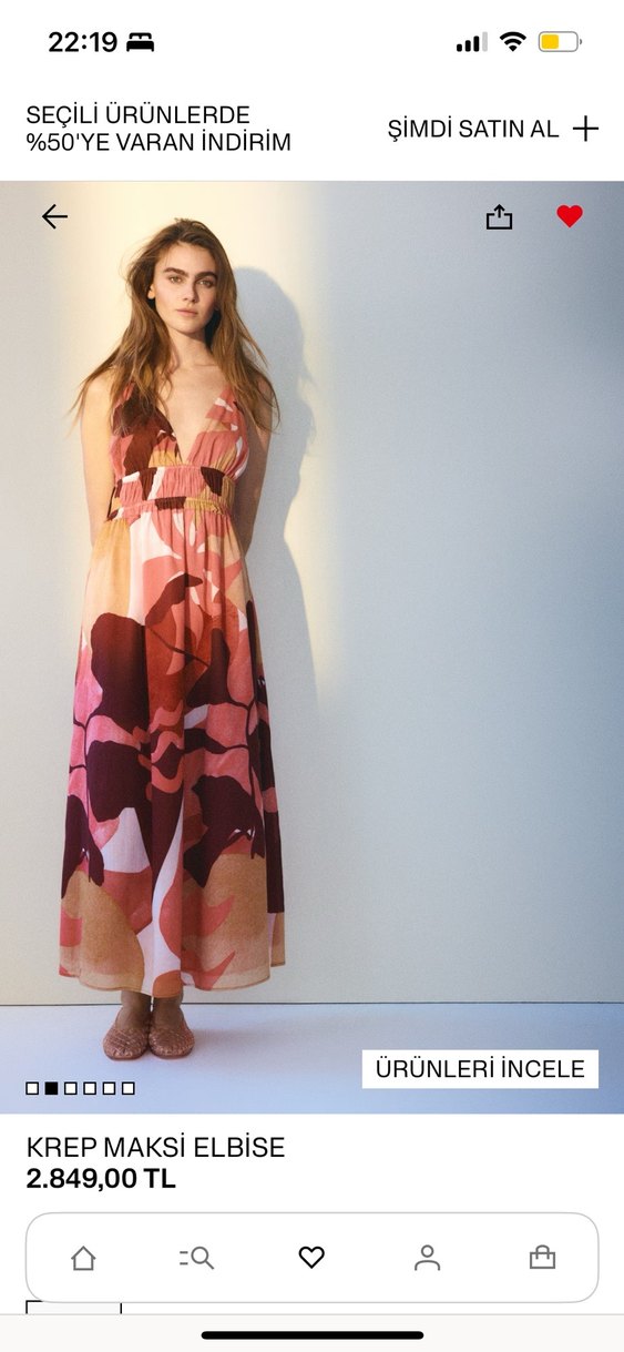 Pembe Batik Desenli Uzun Askılı Elbise - Görsel 2