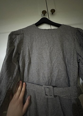 Kadın vizon Ekose Midi Elbise - Görsel 2