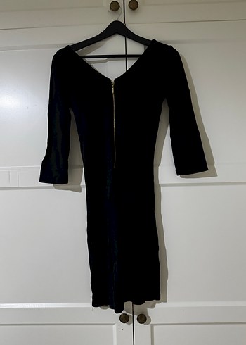 Siyah V Yaka Fermuarlı Uzun Kollu Kadın Bluz - Görsel 2