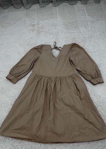 Bej V Yaka Bohem Midi Elbise - Görsel 4