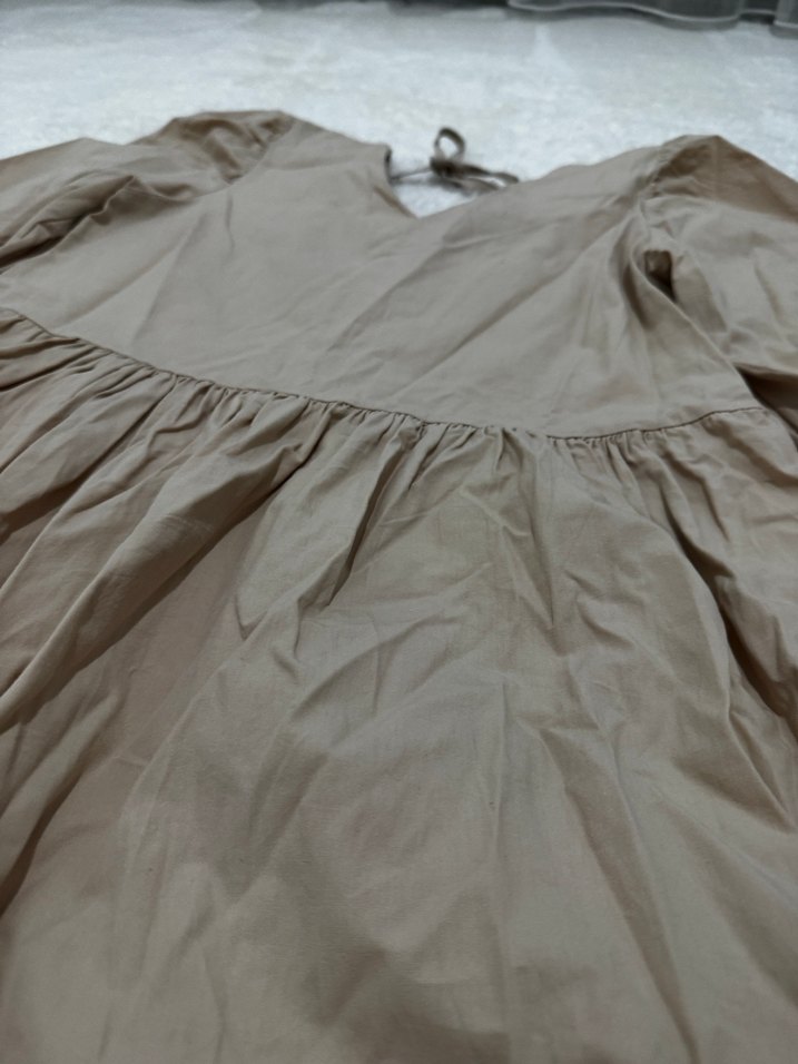 Bej V Yaka Bohem Midi Elbise - Görsel 3