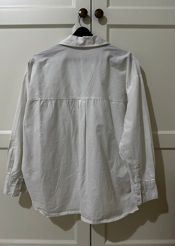 Düğmeli Beyaz poplin Kadın Gömlek - Görsel 3