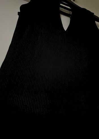 V Yaka Siyah fitilli Uzun Elbise - Görsel 3