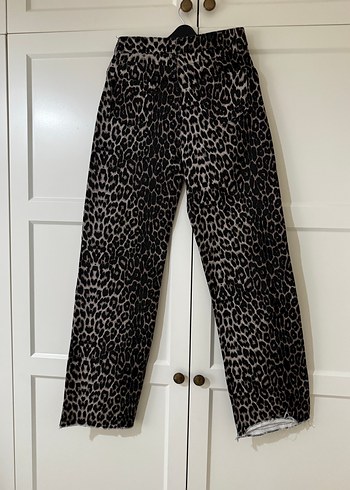 Kahverengi Leopar Desenli Kadın Pantolon - Görsel 3