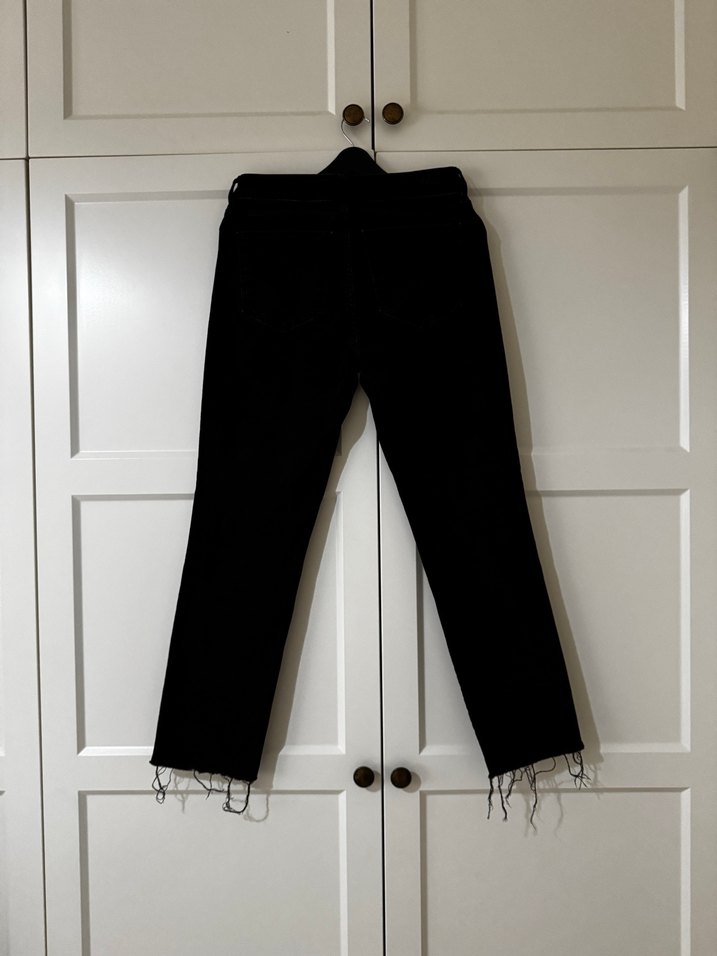 Siyah Midi Boy Kadın Denim Jean - Görsel 2