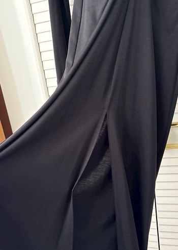 Drapeli Siyah Uzun Kollu Kadın Elbise - Görsel 2