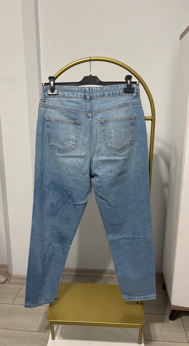 Mavi Pastel Renk Salaş Midi Kot Pantolon - Görsel 3