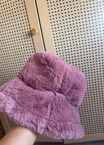 24-36 Ay Beden pembe Renk Kız Çocuk Pembe Peluş Ceket ve Şapka Takımı