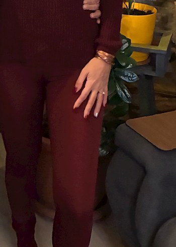 OYSHO Bordo Kadın Tayt - Görsel 3