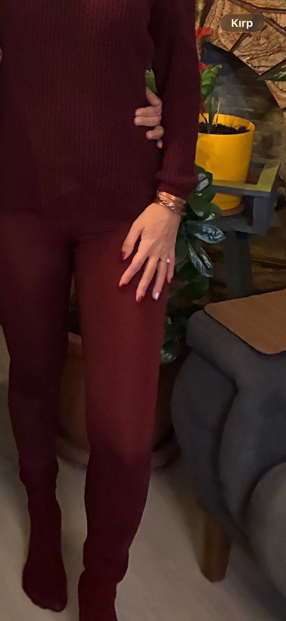 OYSHO Bordo Kadın Tayt - Görsel 3