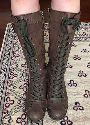 38 Beden Nine west, kahverengi, gercek deri çizme