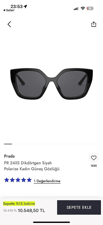 Prada güneş gözlüğü