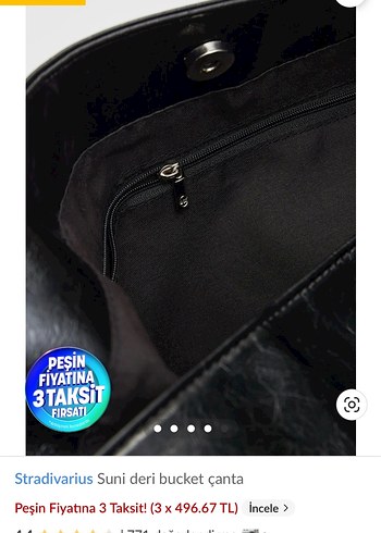 Beden Stradivarius Siyah Suni Deri Bucket Çanta