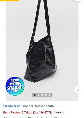 Stradivarius Stradivarius Siyah Suni Deri Bucket Çanta
