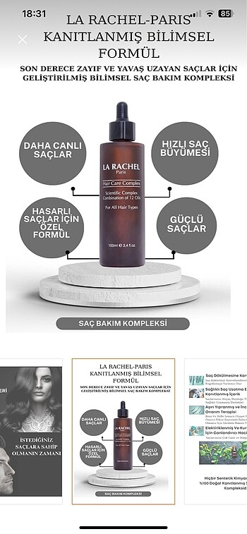 Diğer La rachel saç bakım yağı