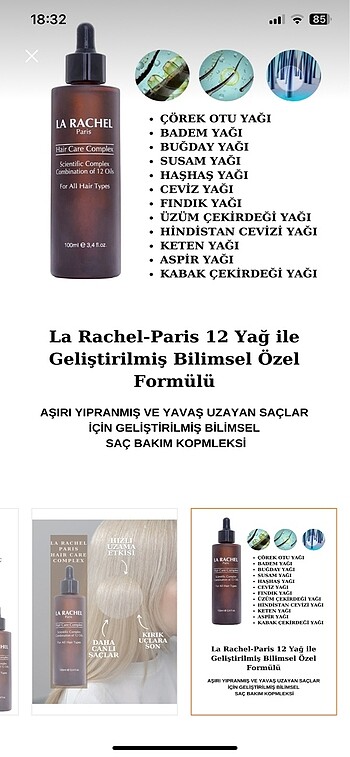Beden La rachel saç bakım yağı
