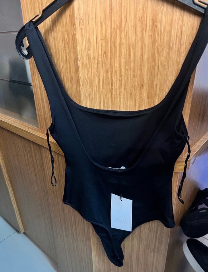 Siyah Mini Sırtı Açık İnce Askılı Mayo - Görsel 3