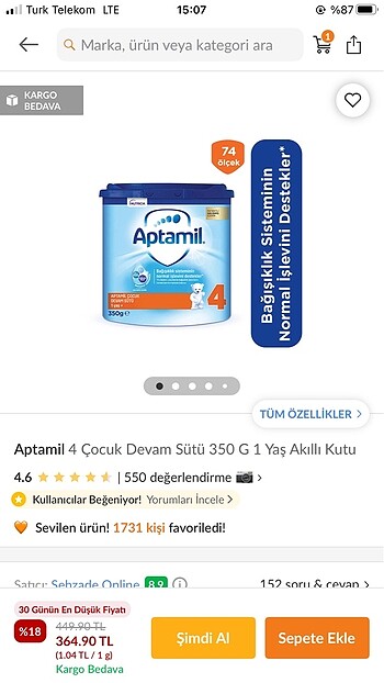 Aptamil devam sütü