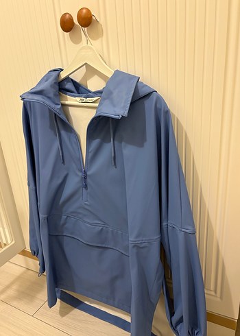 Zara mavi yağmurluk oversize - Görsel 5