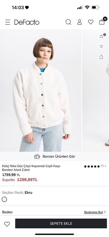 Krem bomber ceket