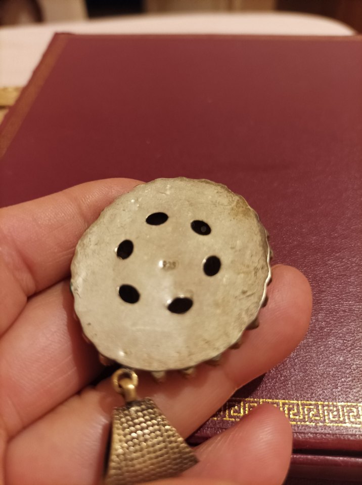 Gümüş Zümrüt taşlı Bohem Kolye Ucu - Görsel 5