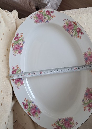 Diğer Pastel Çiçek Desenli Beyaz Servis Tabağı